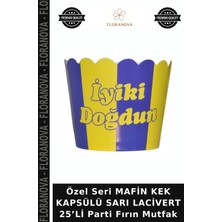 Floranova Özel Seri Mafin Kek Kapsülü Sarı Lacivert 25’li Parti Fırın Mutfak
