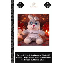 Floranova Sevimli Seni Seviyorum Tişörtlü Peluş Tavşan Göz Alıcı Yıldönümü Hediyesi Kutlama Objesi
