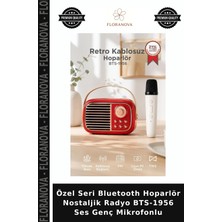 Floranova Özel Seri Bluetooth Hoparlör Nostaljik Radyo BTS-1956 Ses Genç Mikrofonlu