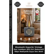 Floranova Bluetooth Hoparlör Vintage Gaz Lambası D53 Gri Dekoratif Obje Hediyelik Eşya Ses Aleti