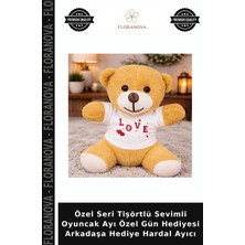 Floranova Özel Seri Tişörtlü Sevimli Oyuncak Ayı Özel Gün Hediyesi Arkadaşa Hediye Hardal Ayıcı