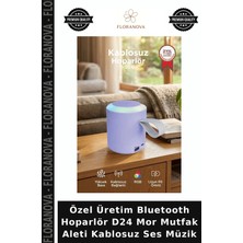 Floranova Özel Üretim Bluetooth Hoparlör D24 Mor Mutfak Aleti Kablosuz Ses Müzik