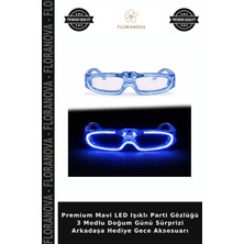 Floranova Premium Mavi LED Işıklı Parti Gözlüğü 3 Modlu Doğum Günü Sürprizi Arkadaşa Hediye Gece Aksesuarı
