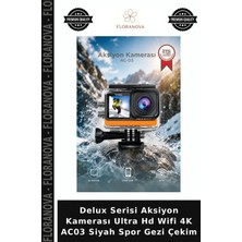 Floranova Delux Serisi Aksiyon Kamerası Ultra Hd Wifi 4K AC03 Siyah Spor Gezi Çekim