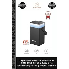 Floranova Taşınabilir Batarya 60000 Mah TRM-1061 Siyah 22,5W Ofis Gereci Güç Kaynağı Dijital Destek