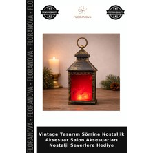 Floranova Vintage Tasarım Şömine Nostaljik Aksesuar Salon Aksesuarları Nostalji Severlere Hediye