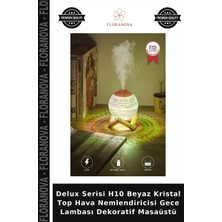 Floranova Delux Serisi H10 Beyaz Kristal Top Hava Nemlendiricisi Gece Lambası Dekoratif Masaüstü