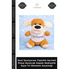 Floranova Seni Seviyorum Tişörtlü Sevimli Peluş Oyuncak Köpek Hediyelik Eşya Yıl Dönümü Seçeneği
