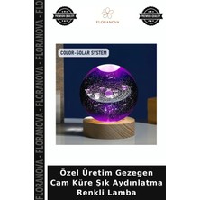 Floranova Özel Üretim Gezegen Cam Küre Şık Aydınlatma Renkli Lamba