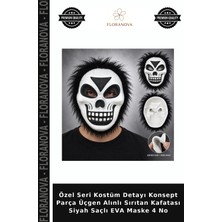 Floranova Özel Seri Kostüm Detayı Konsept Parça Üçgen Alınlı Sırıtan Kafatası Siyah Saçlı Eva Maske 4 No