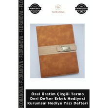 Floranova Özel Üretim Çizgili Termo Deri Defter Erkek Hediyesi Kurumsal Hediye Yazı Defteri