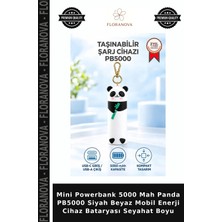 Floranova Mini Powerbank 5000 Mah Panda PB5000 Siyah Beyaz Mobil Enerji Cihaz Bataryası Seyahat Boyu