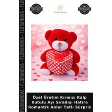 Floranova Özel Üretim Kırmızı Kalp Kutulu Ayı Sıradışı Hatıra Romantik Anlar Tatlı Sürpriz