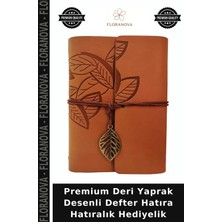 Floranova Premium Deri Yaprak Desenli Defter Hatıra Hatıralık Hediyelik