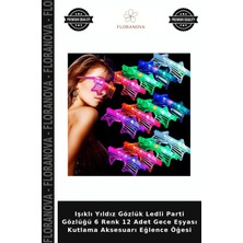 Floranova Işıklı Yıldız Gözlük Ledli Parti Gözlüğü 6 Renk 12 Adet Gece Eşyası Kutlama Aksesuarı Eğlence Öğesi