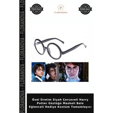 Floranova Özel Üretim Siyah Çerçeveli Harry Potter Gözlüğü Maskeli Balo Eğlenceli Hediye Kostüm Tamamlayıcı