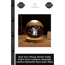 Floranova Özel Seri Ahşap Altlıklı Usb& 039;LI Gece Lambası Nostaljik Lamba Hediyelik Eşya Işıklı Obje