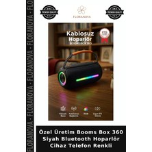 Floranova Özel Üretim Booms Box 360 Siyah Bluetooth Hoparlör Cihaz Telefon Renkli