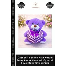 Floranova Özel Seri Sevimli Kalp Kutulu Peluş Ayıcık Yumuşak Oyuncak Sevgi Dolu Tatlı Sürpriz