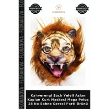 Floranova Kahverengi Saçlı Yeleli Aslan Kaplan Kurt Maskesi Mega Peluş 28 No Sahne Gereci Parti Ürünü