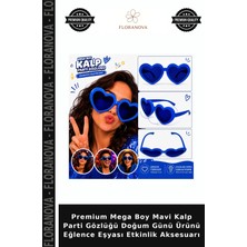 Floranova Premium Mega Boy Mavi Kalp Parti Gözlüğü Doğum Günü Ürünü Eğlence Eşyası Etkinlik Aksesuarı