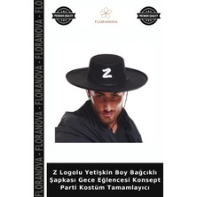 Floranova Z Logolu Yetişkin Boy Bağcıklı Şapkası Gece Eğlencesi Konsept Parti Kostüm Tamamlayıcı