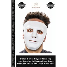 Floranova Delux Serisi Beyaz Renk Hip Hop Anonim Jabbawockeez Dans Maskesi 18X19 cm Gece Hobi Tarz
