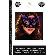 Floranova Özel Üretim Siyah Kadife Kaplama Kedi Maskesi 20X13 cm Gece Aksesuarı Fantezi Ürün Davet Ürünü