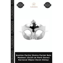 Floranova Kostüm Partisi Ekstra Parlak Balo Maskesi 15X10 cm Parti Gereci Karnaval Objesi Davet Detayı