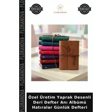 Floranova Özel Üretim Yaprak Desenli Deri Defter Anı Albümü Hatıralar Günlük Defteri