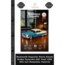 Floranova Bluetooth Hoparlör Retro Klasik Araba Tasarımlı D87 Yeşil 10W Ofis Için Masaüstü Tasarım