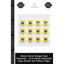 Floranova Delux Serisi Sünger Bob Tasarımlı - 12'li Paket Hediyelik Eşya Renkli Set Silikon Figür