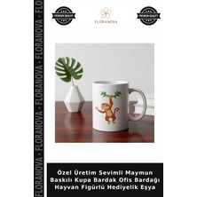Floranova Özel Üretim Sevimli Maymun Baskılı Kupa Bardak Ofis Bardağı Hayvan Figürlü Hediyelik Eşya