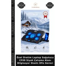 Floranova Özel Üretim Laptop Soğutucu CF09 Siyah Çalışma Alanı Bilgisayar Stantı Ofis Gereci