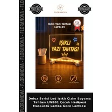 Floranova Delux Serisi LED Işıklı Çizim Boyama Tahtası LWB01 Çocuk Hediyesi Masaüstü Lamba Gece Lambası