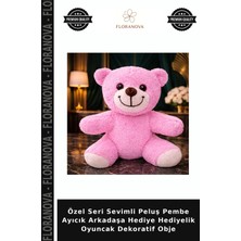 Floranova Özel Seri Sevimli Peluş Pembe Ayıcık Arkadaşa Hediye Hediyelik Oyuncak Dekoratif Obje