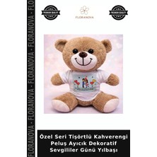 Floranova Özel Seri Tişörtlü Kahverengi Peluş Ayıcık Dekoratif Sevgililer Günü Yılbaşı