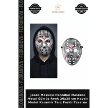 Floranova Jason Maskesi Hannibal Maskesi Metal Gümüş Renk 20X25 cm Havalı Model Karanlık Tarz Farklı Tasarım