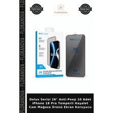 Floranova Delux Serisi 26° Anti-Peep 10 Adet iPhone 18 Pro Temperli Hayalet Cam Mağaza Ürünü Ekran Koruyucu