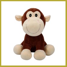 Bezos 3182 Oturan Peluş Hayvanlar 35 cm Hipopotam-Inek-Fil-Maymun Bcks