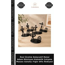 Floranova Özel Üretim Dekoratif Metal Adam Müzisyen Kalemlik Çalışma Masası Sanatçı Figür Ofis Hediyesi