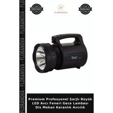 Floranova Premium Profesyonel Şarjlı Büyük LED Avcı Feneri Gece Lambası Dis Mekan Karanlık Avcılık