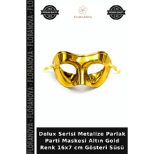 Floranova Delux Serisi Metalize Parlak Parti Maskesi Altın Gold Renk 16X7 cm Gösteri Süsü