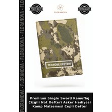 Floranova Premium Single Sword Kamuflaj Çizgili Not Defteri Asker Hediyesi Kamp Malzemesi Cepli Defter