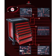 Worldforce 11493-228 Dolu Takım Arabası 228 Parça 7 Çekmeceli