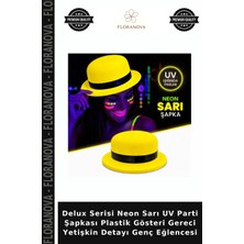 Floranova Delux Serisi Neon Sarı Uv Parti Şapkası Plastik Gösteri Gereci Yetişkin Detayı Genç Eğlencesi