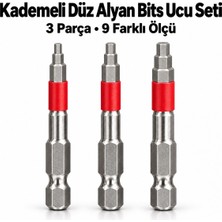 Trendhane 3 Parça Kademeli Düz Alyan Bits Ucu Seti, 9 Farklı Ölçü, Matkap ve Vidalama Uyumlu