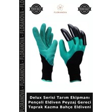 Floranova Delux Serisi Tarım Ekipmanı Pençeli Eldiven Peyzaj Gereci Toprak Kazma Bahçe Eldiveni