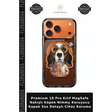 Floranova Premium 18 Pro Kılıf Magsafe Nakışlı Köpek Nimmy Koruyucu Kapak Süs Detaylı Cihaz Koruma