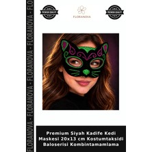 Floranova Premium Siyah Kadife Kedi Maskesi 20X13 cm Kostumtaksidi Baloserisi Kombintamamlama